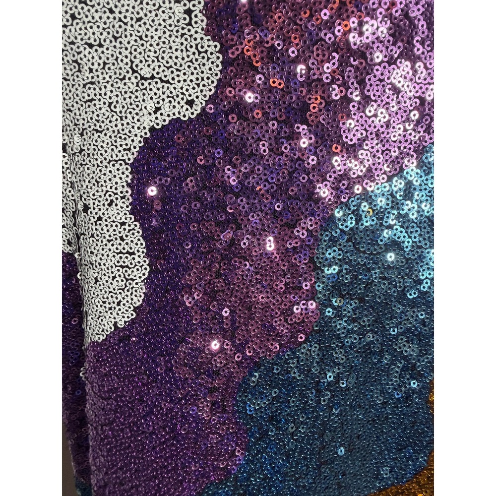 Hutch Sequin Mini Dress Sz M (Fits 6-8) Multicolor Colorblock Mock Neck - Picture 6 of 6